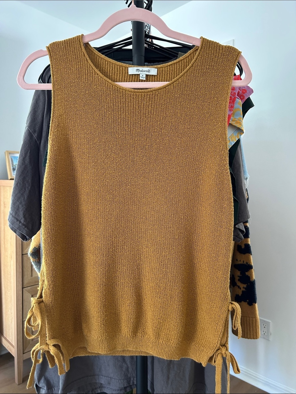 Madewell Tank. Size medium. PTP 17”. Tie sides. Mustard yellow